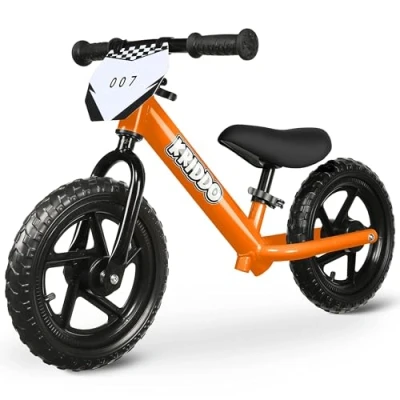 Image of KRIDDO Toddler Balance Bike 2 Year Old, Age 18 Months to 5 Years 12 Inch Push Bicycle with Customize Plate (3 Sets of Stickers Included), Gift for 3 Boys Girls, Orange