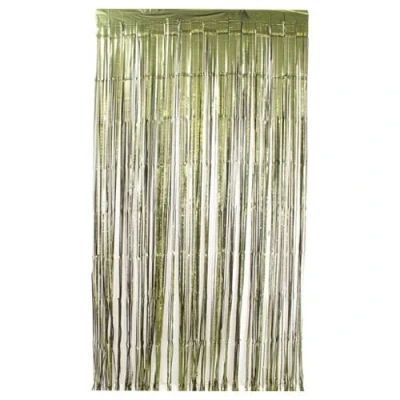 Image of Matte Olive Green Foil Fringe Door Curtain 1.9m x 99cm
