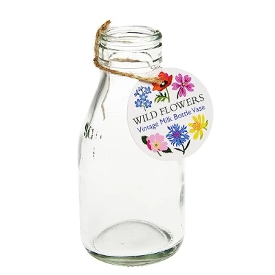 Image of School Milk Bottle Vase Wild Flowers