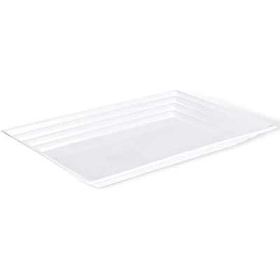 Image of Blue Sky Leveled White Plastic Rectangle Tray 9x13 Inches 1 Count Elegant Serving Platter for Parties &amp; Events