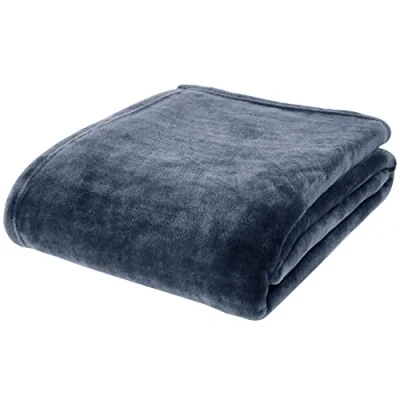 Image of Catherine Lansfield Extra Large Raschel Velvet Touch 200x240cm Blanket Throw Navy Blue
