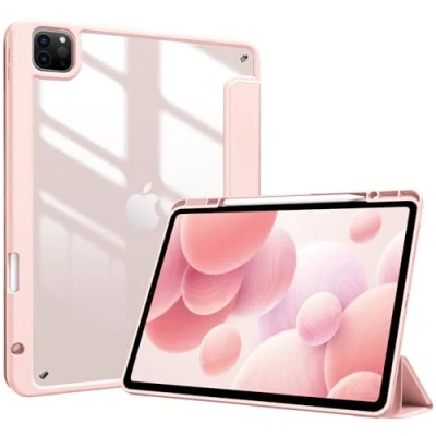 Image of ProCase Smart Case for iPad Pro 12.9 6th/5th/4th/3rd Generation 2022/2021/2020/2018, Transparent Back Shell Cover with Built in Pencil Holder, Auto Sleep/Wake Inch Pink