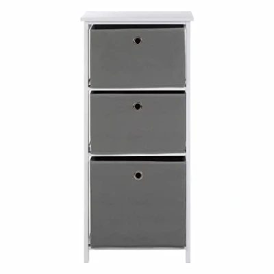Image of Lindo Cabinet, 3 Fabric Drawers, Grey