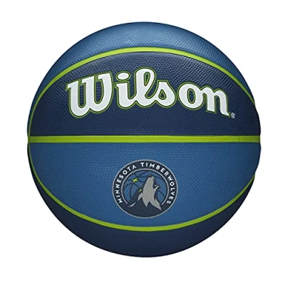 Image of Wilson Basketball, NBA Team Tribute Model, MINNESOTA TIMBERWOLVES, Outdoor, Rubber, Size: 7