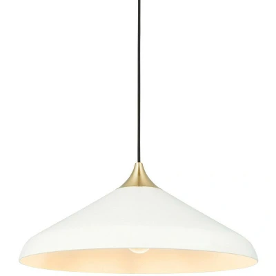 Image of Milan Single Pendant Ceiling Lamp, Warm White, Brushed Brass Plate