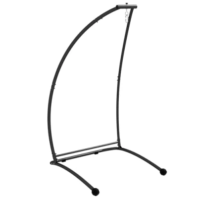 Image of Outsunny Hammock Chair Stand, C Shape Hanging Heavy Duty Metal Frame Stand for Air Porch Swing Chair, Indoor &amp; Outdoor Use, Black