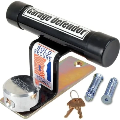 Image of British Made Black Powder Coated Garage Defender Master Best Security