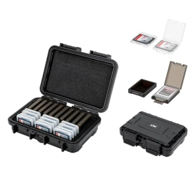 Image of KIWIFOTOS SD Card &amp; XQD CF EXPRESS Type B Holder Case with Individual Clear Plastic Box Protector, Water resistance Anti Shock Dust Memory Storage fits 10x CFB/XQD 12x Cards