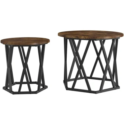 Image of vidaXL Coffee Table Smoked oak Solid Acacia wood Medium