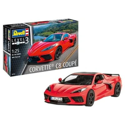 Image of Revell 07714 Corvette C8 Coupé 1:24 Scale Unbuilt/Unpainted Plastic Model Kit, Red