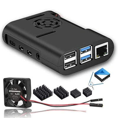 Image of MazerPi Raspberry Pi 4 Case, Case with Cooling Fan, Heatsink for Model B, 4B,