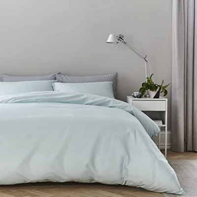 Image of Silentnight Pure Cotton Duvet Cover, Duck Egg, Super King