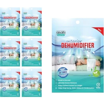 Image of ASAB Standing Interior Dehumidifier For Home and Office Mildew Mould Moisture Absorber Prevents Condensation Bad Odours Used Trap at Bedroom Bathroom (Pack of 6)