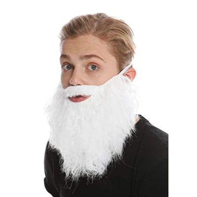 Image of WIG ME UP 9537B P60 beard full white carnival Halloween Hipster robber bandit Prophet Moses God
