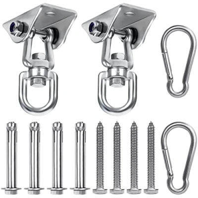 Image of BELLE VOUS Heavy Duty Swing Hangers (2 Pack) Stainless Steel 360 Degree Rotating Swivel Hooks with Screws 400kg / 881lb Capacity for Concrete Wooden Sets, Yoga Hammock Chair, Sandbag Sets