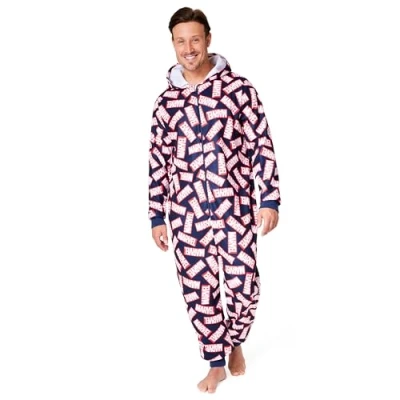 Image of Marvel Adult Onesie for Men Teenagers Hooded Fleece Onesies S 2XL Lounge Wear Mens Nightwear Gifts Him (Black/Red, XL)