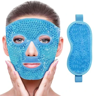 Image of Cooling Eye Mask for Hot &amp; Cold Therapy Gel Beads Face Migraine Relief, Puffy Eyes, Sinus Pain, Acne, Headaches, Spa Treatments, and Puffiness Set of 2