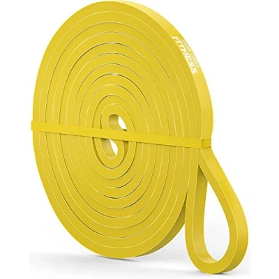 Image of Iron Core Fitness Pull up Resistance Band Yellow light for Mobility Gym Work. Stretching Therapy Yoga Flexibility.