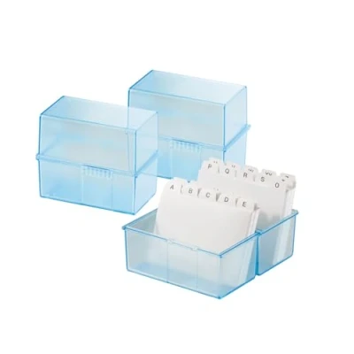 Image of HAN Index Card Box DIN A7 Landscape for 300 Cards with Steel Hinge, Translucent Blue, 977 64