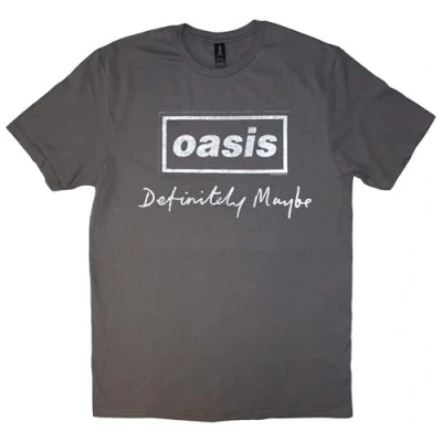 Image of Rock Off officially licensed products Oasis Definitely Maybe Distressed Text T Shirt XL Grey