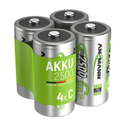 Image of ANSMANN C Size Batteries [Pack of 4] Long Lasting Low Self Discharge Rechargeable Type 2500 mAh NiMH MaxE Pro Battery For Flashlights, Operating Machines, Toys, LED Torch Lights