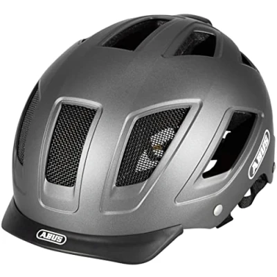 Image of ABUS Hyban 2.0 MIPS city helmet bike with rear light, ABS hard shell, impact protection for men and women titanium matt, size XL