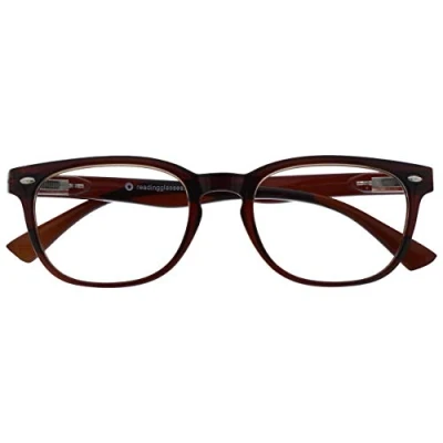 Image of OPULIZE The Reading Glasses Company Brown Readers Gregory Peck Style Mens Womens Spring Hinges R14 2 +3.00