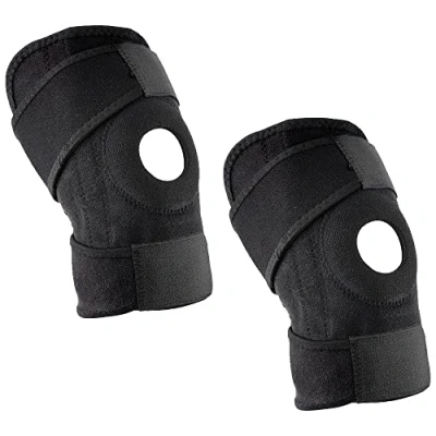 Image of KAV Adjustable Neoprene Knee Support For Men &amp; Women Brace Runners Sports Braces With Patella Tendon Strap Pack Of 2