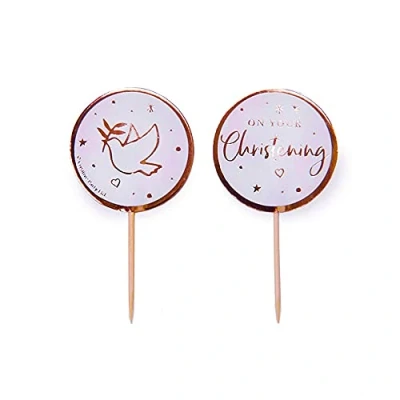 Image of Anniversary House Pink On Your Christening Cupcake Toppers