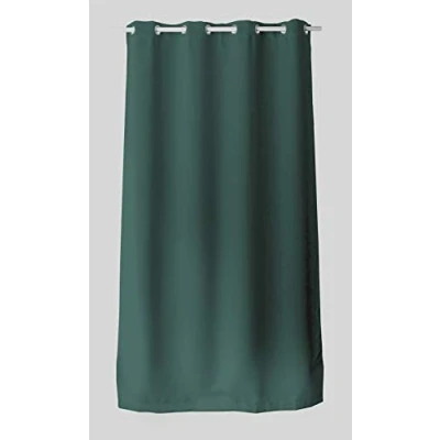 Image of Enjoy Home, Curtain with 8 Chrome Metal Eyelets Diameter 4 cm, Polyester, Oeko Tex Certified Fabric, 140 x 240 Basic Collection, Washable at 30, for All Rooms, Linen, Dark Green