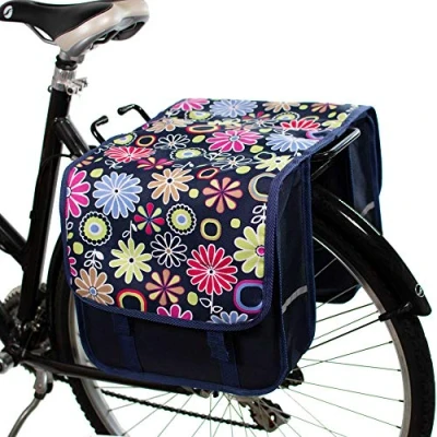 Image of BikyBag Classic CL Bicycle Double Panniers,Bike Bag, Fashion, Cycle, Bike, Women&#039;s Men&#039;s (Pink Daisy)