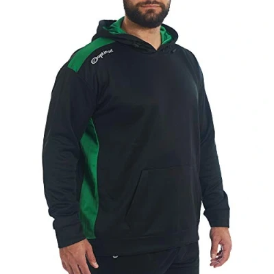 Image of Optimum Tempo Men&#039;s Sports Training Hoodie 240GSM Thermal Polyester, Lightweight &amp; Durable for Football, Rugby, Cycling, Hiking Features Pouch Pocket Adjustable Hood,Green, L