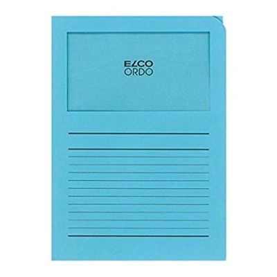 Image of ELCO Ordo Classico 220x310 mm 120GSM Paper Folder with Printing and 180x100 Window (Box of 100) Blue