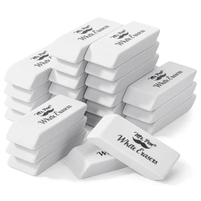 Image of Mr. Pen White Pencil Eraser, 24 Pack, Block Erasers for Pencils, Mr School, Large Eraser