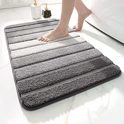 Image of DEXI Bath Mat 50 x 80 cm, Non Slip Washable Bathroom Mat, Extra Soft and Absorbent Mats for Floor, Tub, Shower, Grey