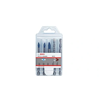 Image of Bosch Professional 5pcs HEX 9 HardCeramic + 5 Drill Bit Set (Hard Tiles, Concrete, Ø 6/8mm, Accessories for Impact Drills)