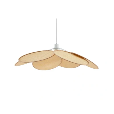 Image of Lindby pendant light Astraia, natural/white, rattan, Ø 80 cm