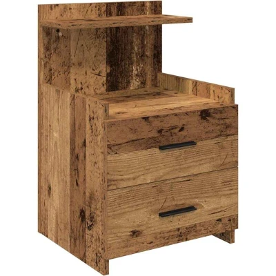 Image of vidaXL Bedside Cabinet with 2 Drawers Old Wood 40x36.5x62 cm