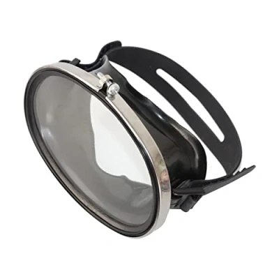 Image of Sharplace Classic Oval Diving, Silicone, Fog Tempered Glass Lens, Snorkeling &amp; Spearfishing, Retro Single Lens Scuba, Black