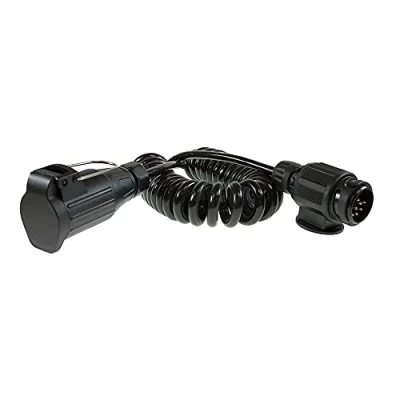 Image of Maypole 8 Pin 2.5 m Curly Extension Lead With Plug and Flying Socket, for Trailer Lighting