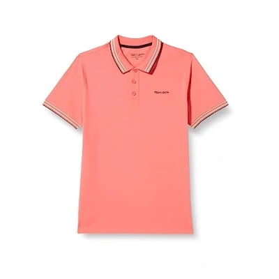 Image of Teddy Smith Men&#039;s Pasian Mc Polo Shirt, Pop Coral/Contrast, L