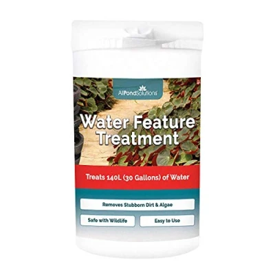 Image of AllPondSolutions Water Feature Ornament Fountain Cleaner Treatment, Keeps Crystal Clear Removes Algae Dirt and Green Treats 140 Litres