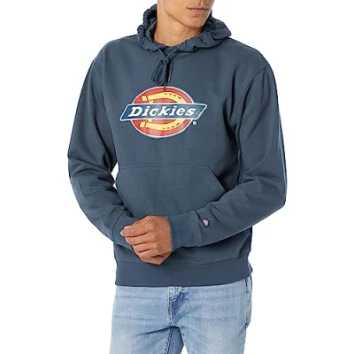 Image of Dickies Men&#039;s Water Repellent Tri Color Logo Hoodie Pullover, Airforce Blue, XL