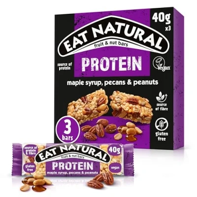 Image of Eat Natural Protein Maple Syrup, Pecans &amp; Peanuts Fruit Nut Bars 3 x 40g