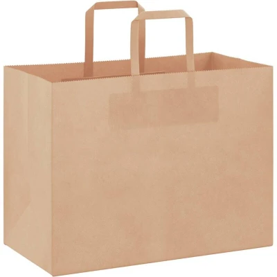 Image of vidaXL Paper Bags 250 pcs with Handles Brown 32x17x25 cm