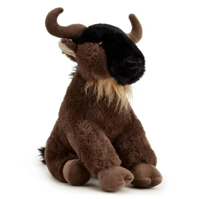Image of Zappi Co Wilhelmina the Wildebeest Plush Toy (22cm) Gnu Great Migration Mate Soft, Cuddly, 100% Recycled Savanna Stampeder