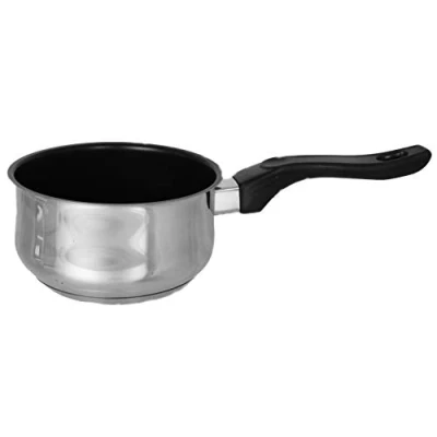 Image of Buckingham 1 Litre Stainless Steel Induction Milk Pan with Xylan Non Stick Coating and Double Lip Bakelite Handle