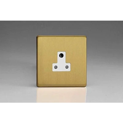 Image of Varilight 1 Gang 5A Round Pin Plug Socket Brushed Brass XDBRP5AWS