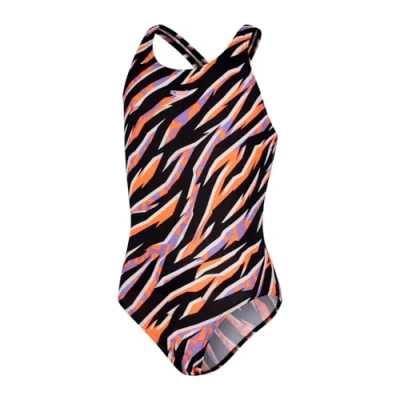 Image of Speedo Kids Alv Med Swim Suit Black/Red 15 16 Years