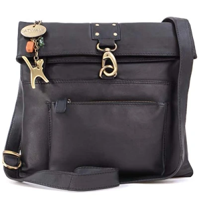 Image of Catwalk Collection Handbags Women&#039;s Leather Anti Theft Cross Body Bag Small Messenger Adjustable Shoulder Strap DISPATCH Black